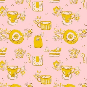 [L] English Tea Party Garden - Childhood Pink Yellow #P240118