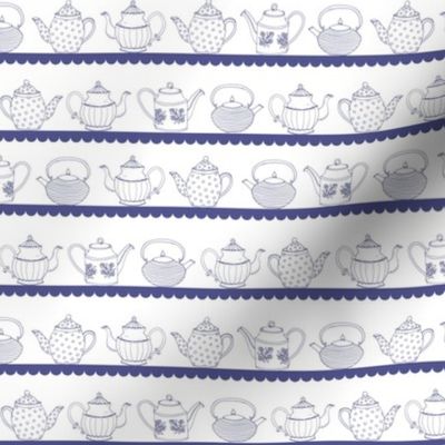 Tidy Teapots White and Blue / Medium Scale / Best Friends Forever