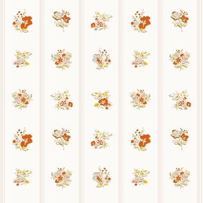 [L] Vintage Peony Flower Bouquet - Childhood Stripes #P240137