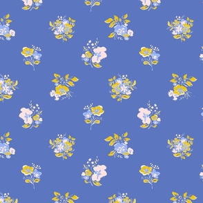 [L] Vintage Peony Flower Bouquet - Childhood Blue #P240139b