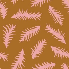 Non-directional flying ferns - ochre and pink