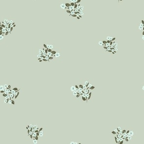 (s) Breezy Blue Blossoms - Mini  wild flowers in pastel celadon green  backdrop
