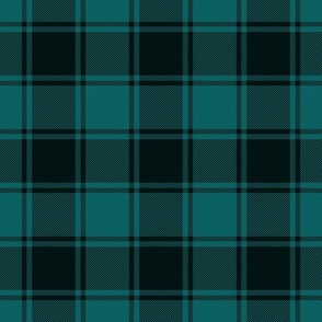 Bottle Green and Faded Black Grunge  Large Checked Plaid