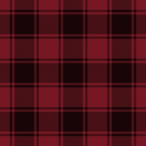 Deep Red and Faded Black Grunge Large Checked Plaid