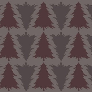 Geometric Forest Fir Trees Charcoal on Taupe