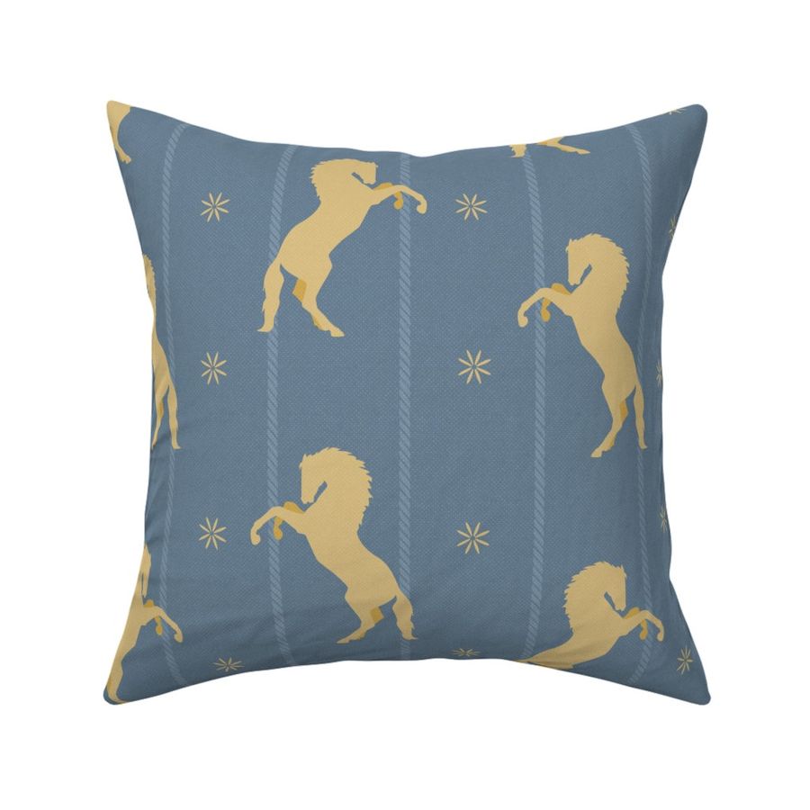 Mustangs Wild Horses | Palomino + Blue | Fabric | Spoonflower