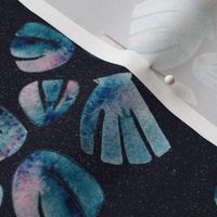 Watercolor Seashells | Navy textured background