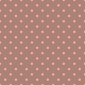 Pink polka dots over brown