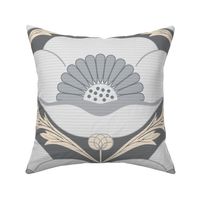 (L) Art deco poppy scallop in cool grey and charcoal