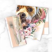 Yorkie dog and rose flowers paint splash 1 size 16x16 