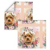 Yorkie dog and rose flowers paint splash 2 size 16x16 