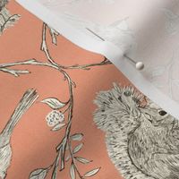 Branches and Vines birds and squirrels  Peach Small