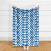 crabs on vertical stripes in blue and white | nautical summer fabric | large