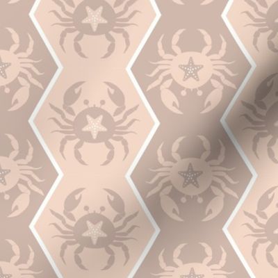 crabs on vertical stripes in powdery pastel colors | nautical summer fabric | medium