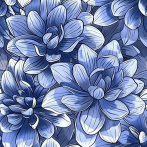 Blue lotus flower floral handdrawn pattern