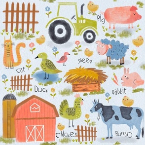 Watercolor Farm animals (Large)