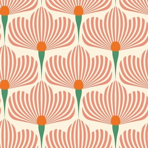 Minimalist Geometric Floral Art Deco - Cream