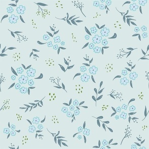 Ditsy floral small lihgt blue