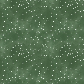 Watercolor free hand drawn white dots on green soft splashes and textured watercolor