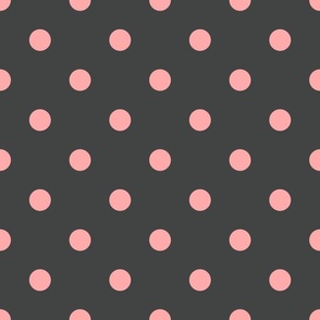 Dark polka dots, pink on gray, large