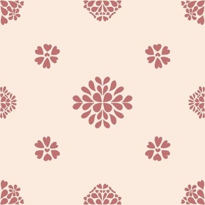 Minimal mosaic tile in rose red and cream