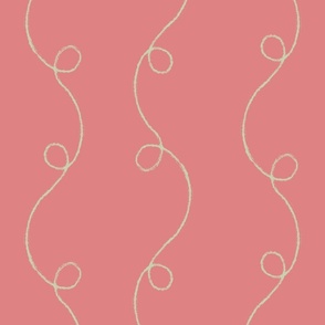 Boho Curly Ribbons Striped Loops in peachy pink