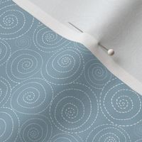 Small Scale Low Volume Hand Drawn Dashed Line Spiral Swirls on Light Blue