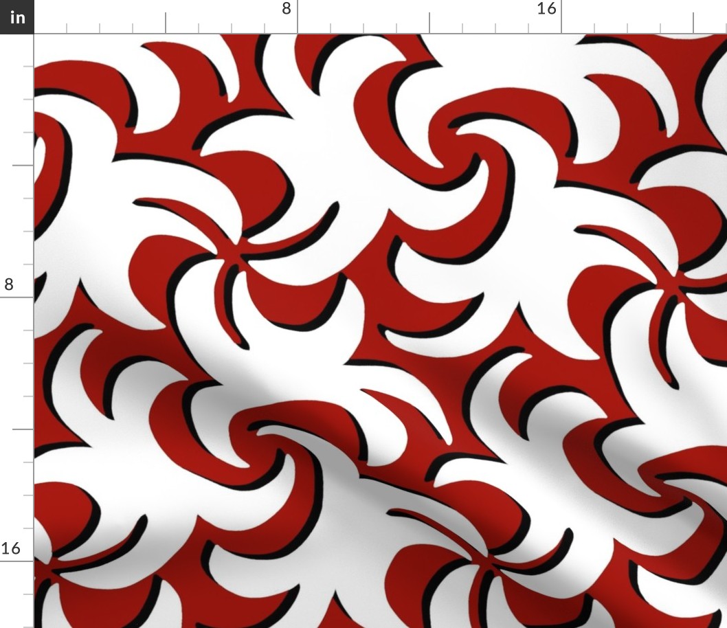 Dramatic Whirling Sprouts in Red White and Black