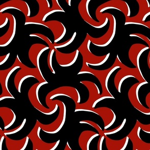 Dramatic Whirling Sprouts in Red Black and White