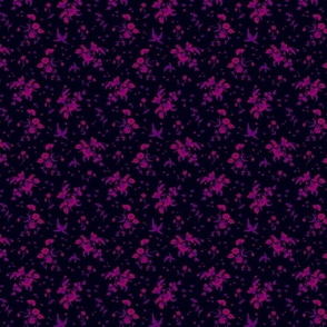 Chintz Magenta Pink Dark Background - Small Scale