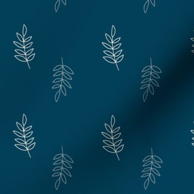 small leaves on blue - denim