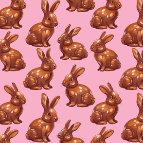 Chocolate Bunnies on a pink background