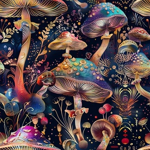 Feeling Groovy Psychedelic Mushrooms  Upholstery Fabric / Floral Wallpaper / Home Decor