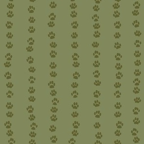 Dainty Cat Paw Prints in Lines Green
