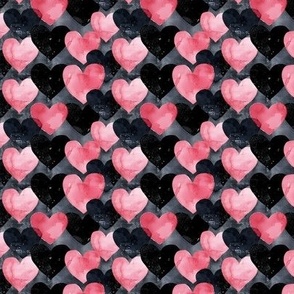 Pink & Black Hearts on Black - small