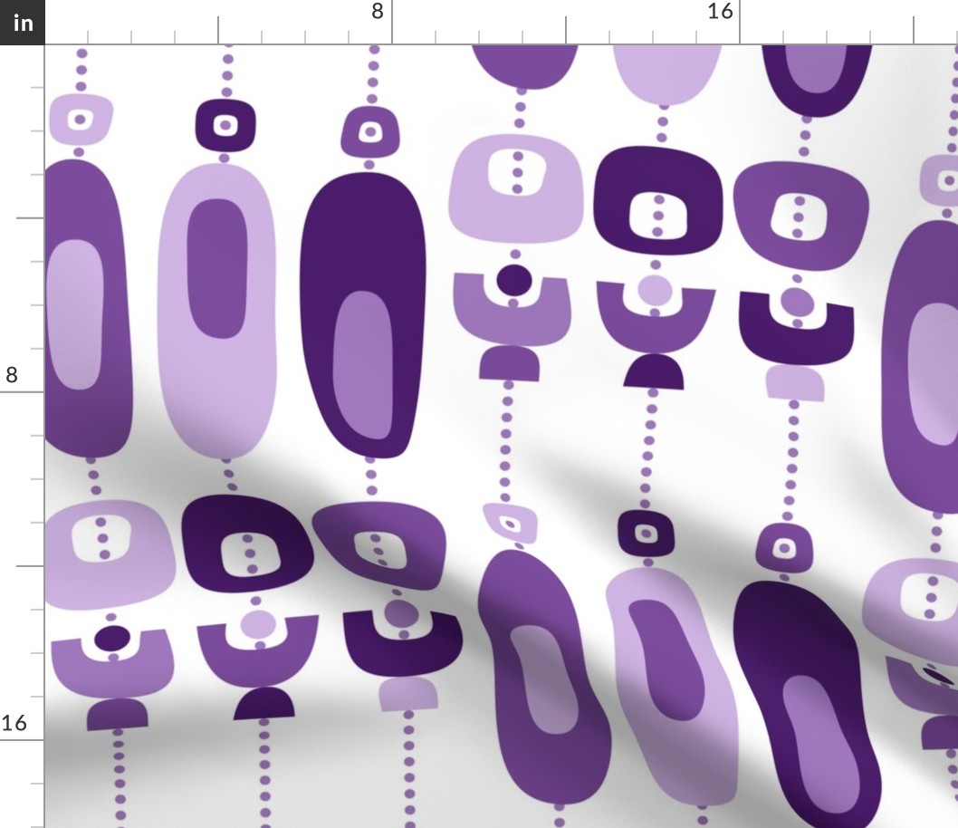 MidMod Geometric Shapes // Abstract Mid Century Modern // Grape, Purple, Lavender, White // V5 // Medium Large Scale - 434 DPI