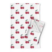 Pastel Red Cherries on White Cute Cherry Pattern