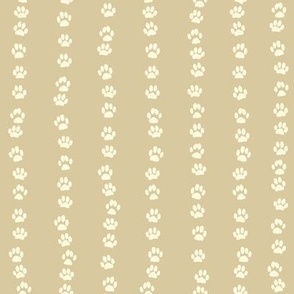 Dainty Cat Paw Prints in Lines Tan & Cream
