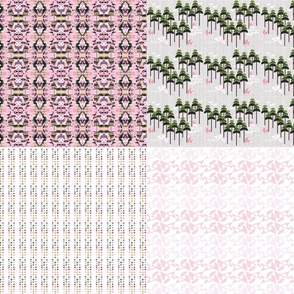 quilt one yard fat quarters for quilt bohemian geometric shapes pink green trees dots stripes 