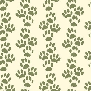 Pitter Patter Cat Paw Prints in Green & Cream