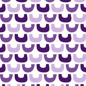 MidMod Funky U Shapes Blender Pattern // Grape, Purple, Lavender, White // V1 // Small Scale - 600 DPI