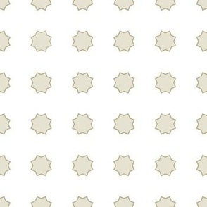 Spanish Tile-Geometric Flowers-Khaki, Beige on White Background