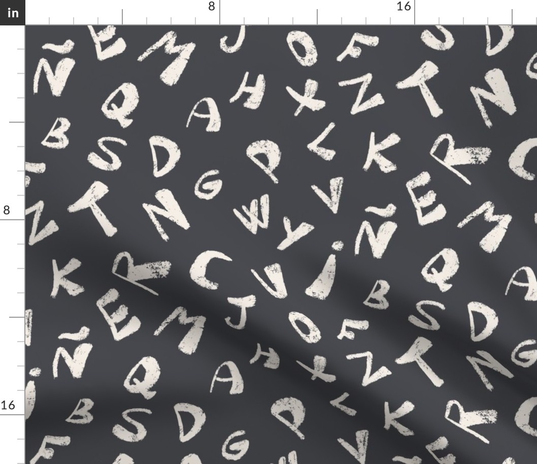 Alphabet Adventure: A Playful Pattern of Letters and Characters, dark-blue  