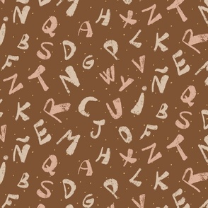 Alphabet Adventure: A Playful Pattern of Letters and Characters, terracotta