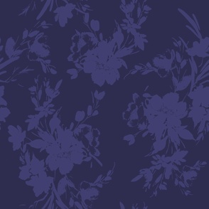 Floral silhouette blue  