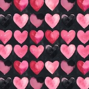 Pink & Black Hearts on Black - small 
