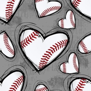 Baseball hearts grunge gray