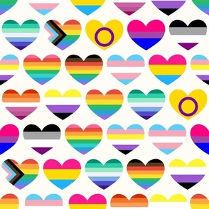 Pride flag hearts