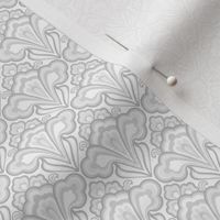 Smaller Scale // Classic Decorative Swirls in Light and Subtle White and Faded Grey 