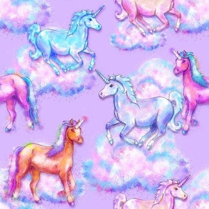 Puffy pastel unicorns, medium scale